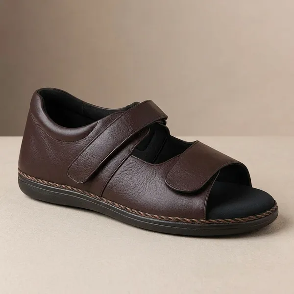 Brown_Single_Lock_Diabetic_Sandal_For_Women