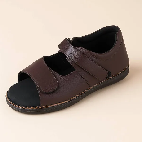 Brown_Single_Lock_Diabetic_Sandal_For_Women