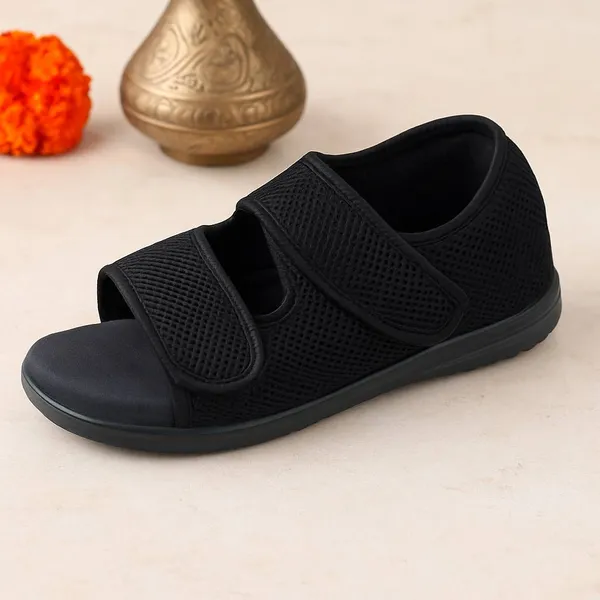 Black_Microfiber_light_weight_Net_Diabetic_Neuropathy_Sandal_-Unisex