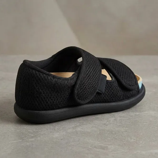 Black_microfiber_Diabetic_Sandal_with_Footbed_For_Foot_Ulcer_or_Amputed_foot_etc-_Unisex