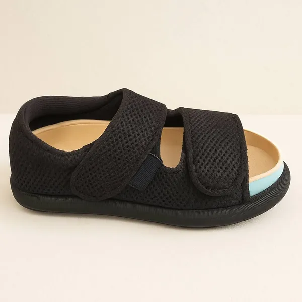 Black_microfiber_Diabetic_Sandal_with_Footbed_For_Foot_Ulcer_or_Amputed_foot_etc-_Unisex