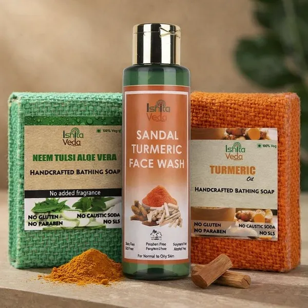 Neem_Tulsi_Aloe_Vera_Soap_And_Turmeric_Soap_And_Sandal_Turmeric_Face_Wash