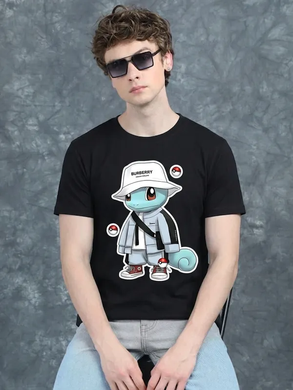 Men_Cartoon_Graphic_T_Shirt_Cotton_Casual_Wear_India_Black
