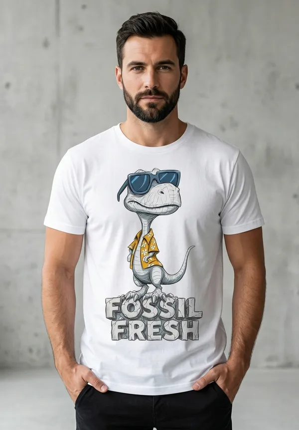 Fossil_Print_Graphic_Men's_Cotton_T-Shirt_Under_500_–_White