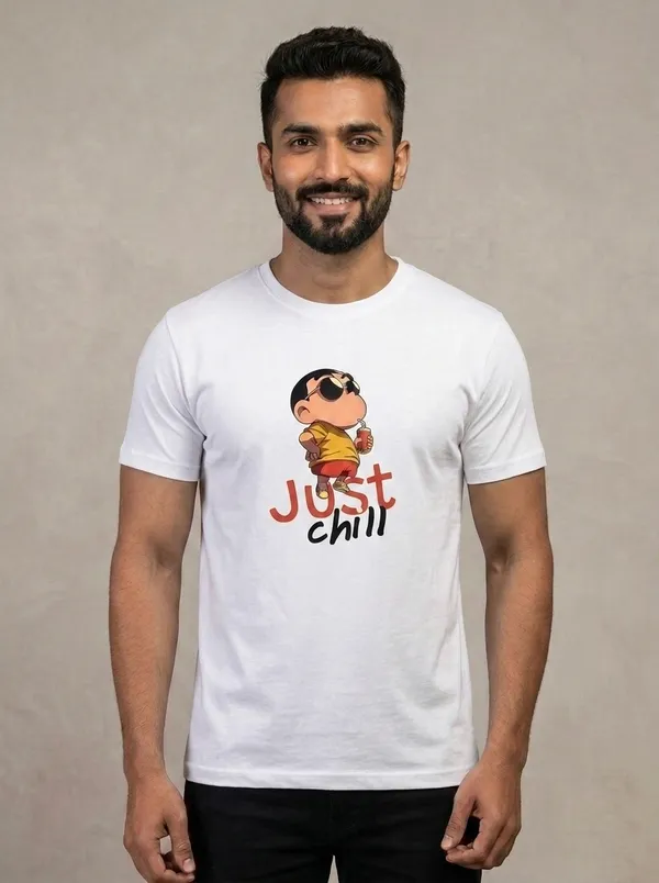 Just_Chill_Slogan_Men's_Cotton_T-Shirt_Under_500_–_White