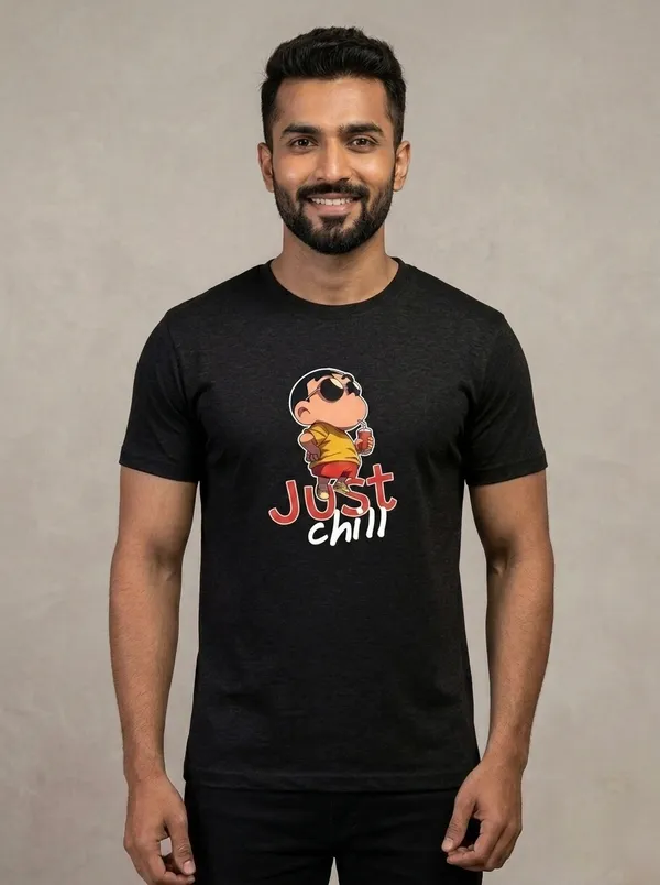 Just_Chill_Slogan_Men's_Cotton_T-Shirt_Under_500_–_Black
