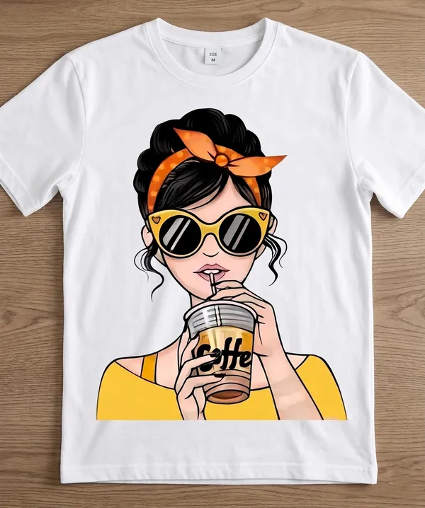 Coffee_Sipper_Graphic_Women's_Cotton_T-Shirt_Under_500_–_White