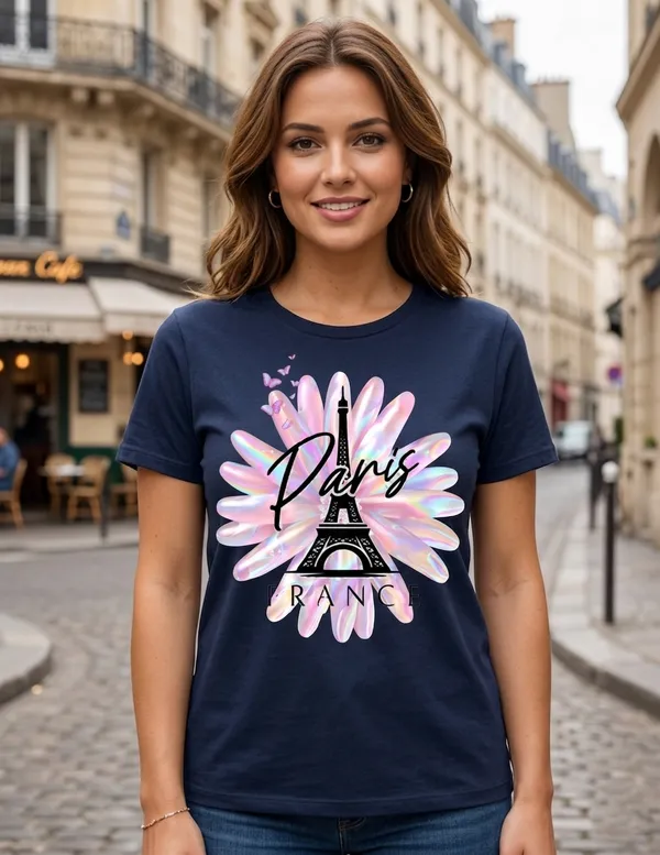 Paris_Print_T_Shirt_Navy_For_Women