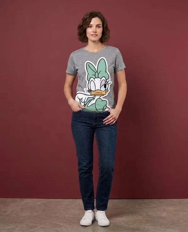 Daisy_Duck_Cartoon_Graphic_T_Shirt_Wear_For_Women_Gray