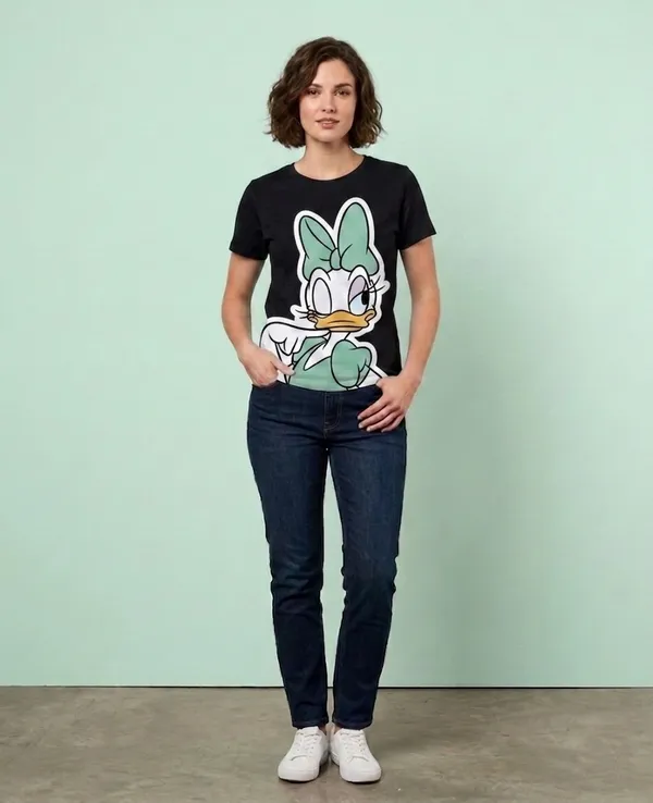 Daisy_Duck_Cartoon_Graphic_T_Shirt_Wear_For_Women_Black