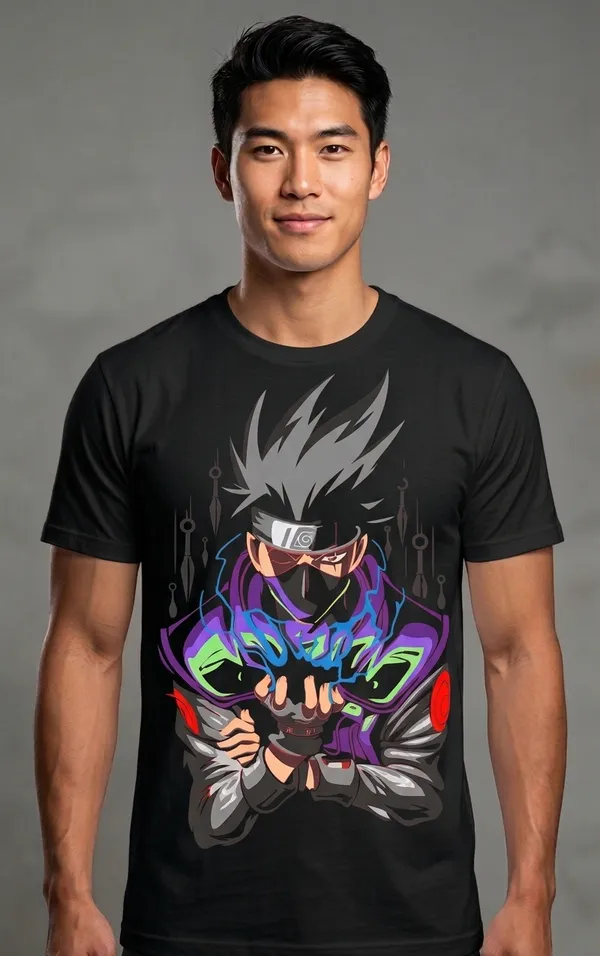 Anime_Graphic_Cotton_Round_Neck_Casual_Tee_For_Men_Black