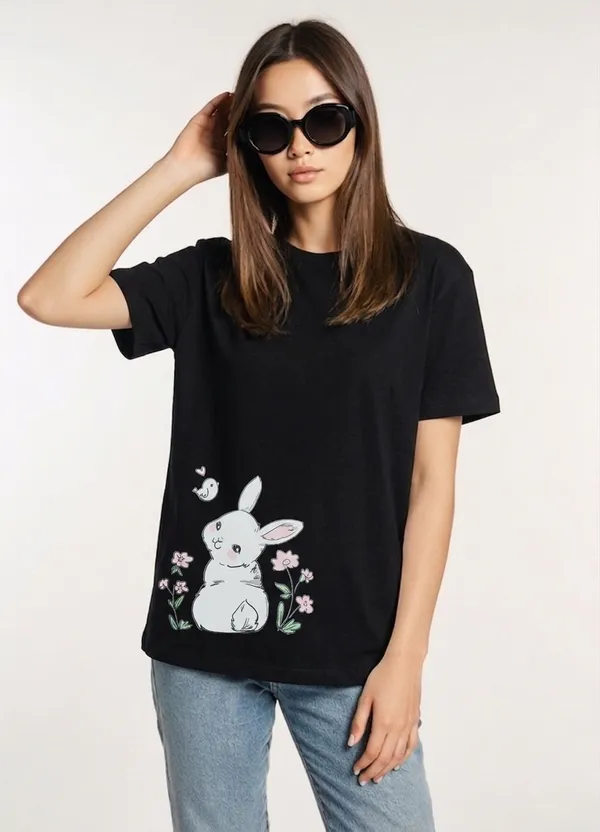 Bunny_Tshirt_Black_For_Women