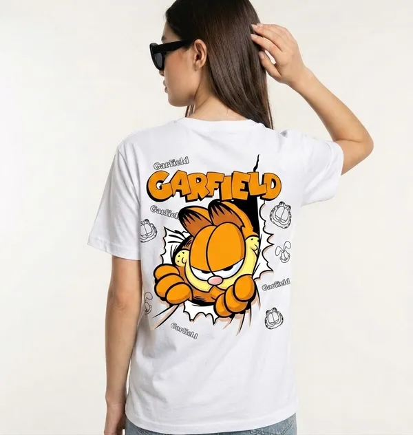 White_Graphic_Print_Garfield_T-Shirt_for_Women