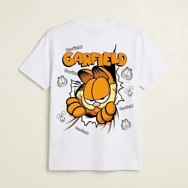 White_Graphic_Print_Garfield_T-Shirt_for_Women