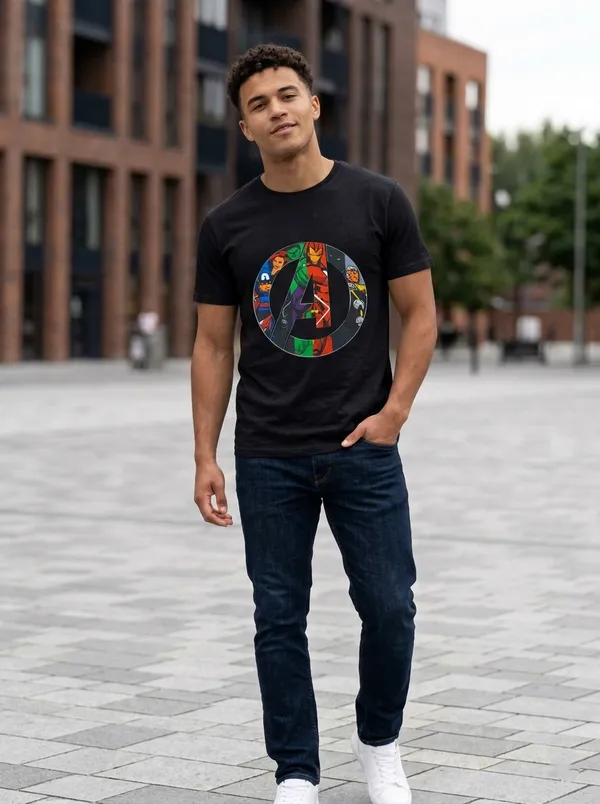 Men_Superhero_Graphic_T_Shirt_Cotton_Casual_Wear_India_Black