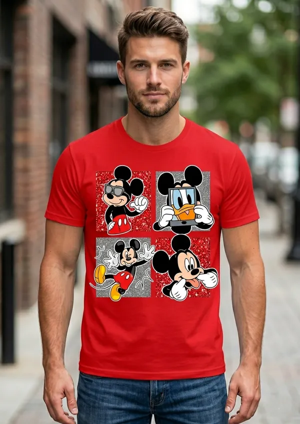 Cartoon_Nostalgia_Graphic_Men's_Cotton_T-Shirt_Under_500_–_Red