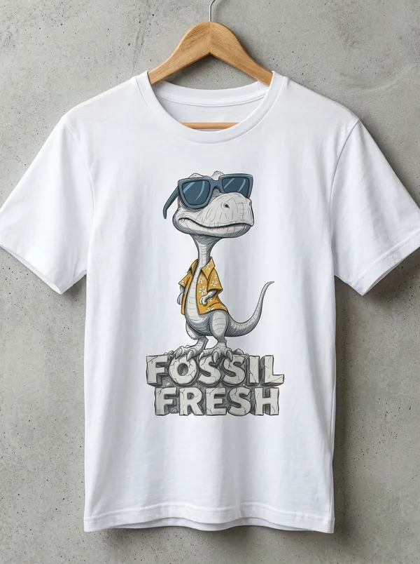 Fossil_Print_Graphic_Men's_Cotton_T-Shirt_Under_500_–_White