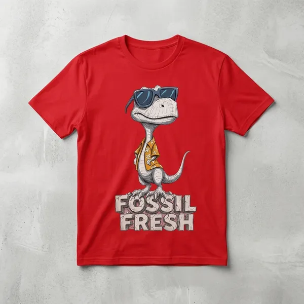 Fossil_Print_Graphic_Men's_Cotton_T-Shirt_Under_500_–_Red