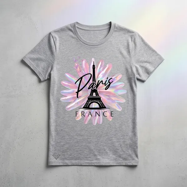 Paris_Print_T_Shirt_Gray_For_Women