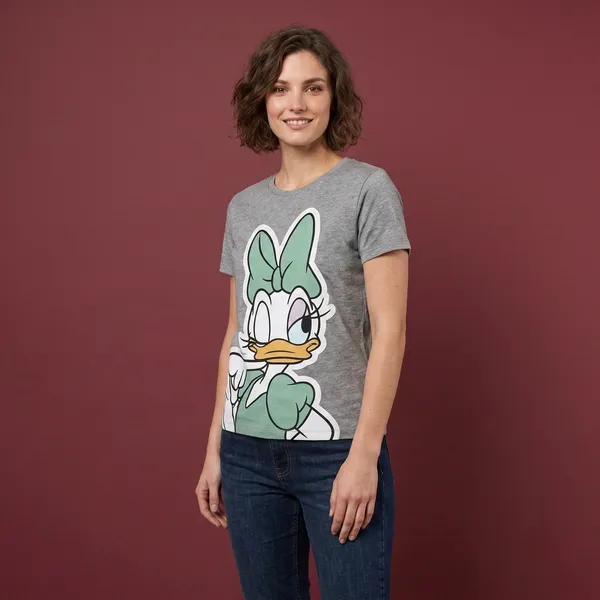 Daisy_Duck_Cartoon_Graphic_T_Shirt_Wear_For_Women_Gray