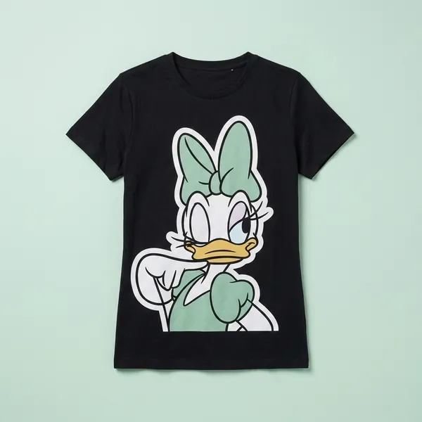 Daisy_Duck_Cartoon_Graphic_T_Shirt_Wear_For_Women_Black