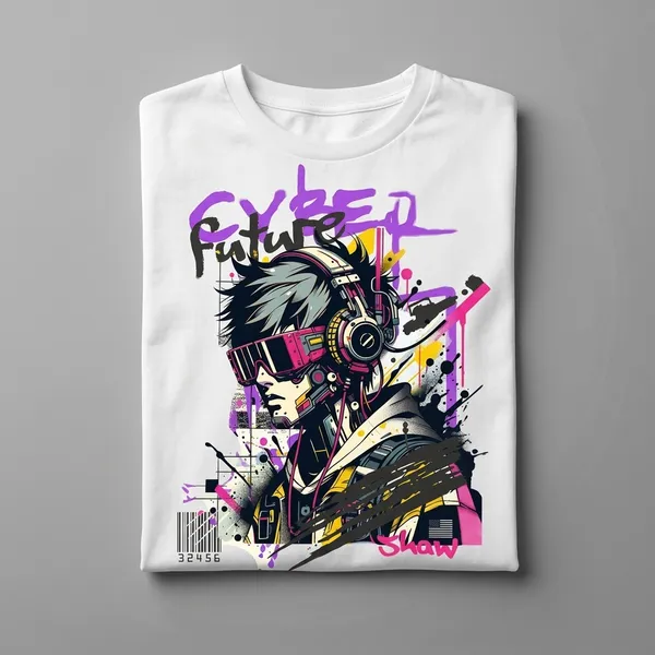 Cyberpunk_Anime_Graphic_Printed_Men's_Cotton_T-Shirt_–_Half_Sleeve,_White