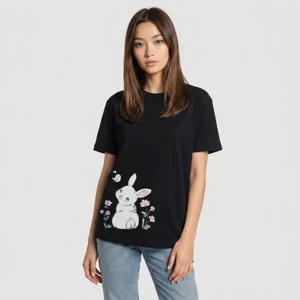 Bunny_Tshirt_Black_For_Women