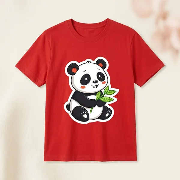 Panda_Tshirt_Red_For_Women