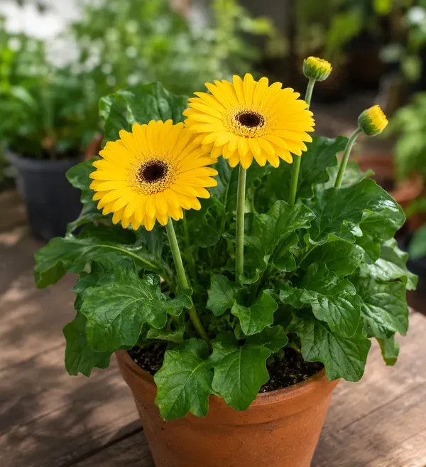 Sunny_Yellow_Gerbera_Plant_Cheerful_Blooming_Beauty