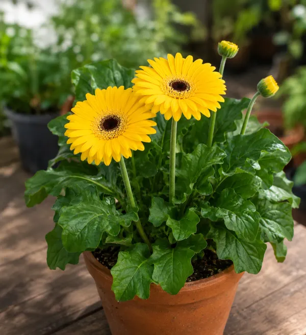 Sunny_Yellow_Gerbera_Plant_Cheerful_Blooming_Beauty