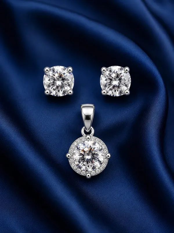Silver_Crystal_Pendant_And_Earrings_Set_For_Women