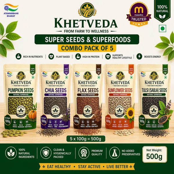 Khetveda_Pumpkin_Chia_Flax_Sunflower_Tulsi_Seeds_Pack_Of_5