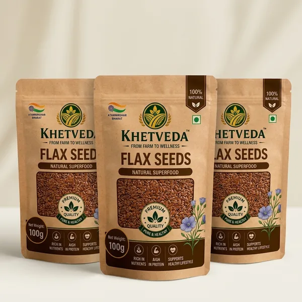Khetveda_Natural_Flax_Seeds_100_G_Pack_Of_3