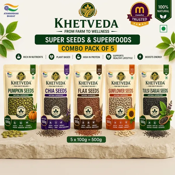 Khetveda_Pumpkin_Chia_Flax_Sunflower_Tulsi_Seeds_Pack_Of_5