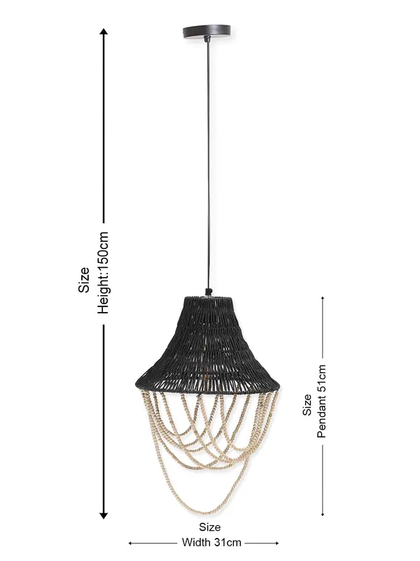 Metal_Artisan_Black_Thread_Beads_Pendant_Light