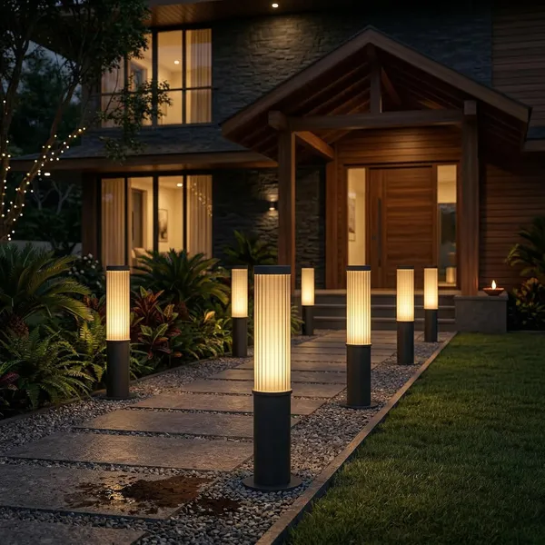 Metal_Modern_Ribbed_Outdoor_Bollard_Light_Black