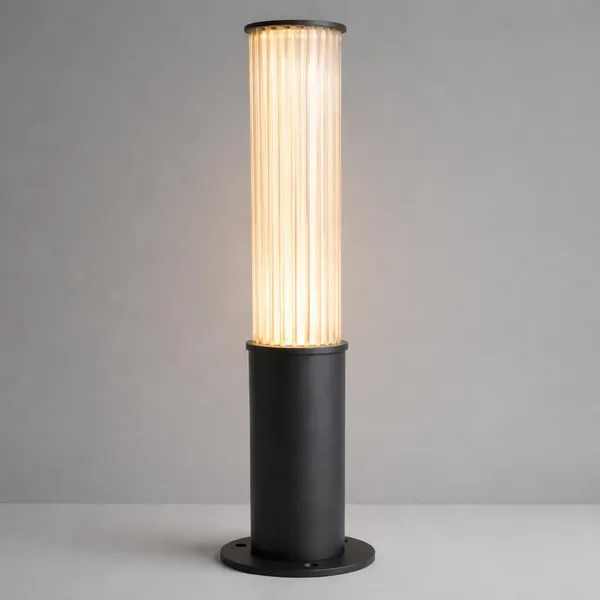 Metal_Modern_Ribbed_Outdoor_Bollard_Light_Black