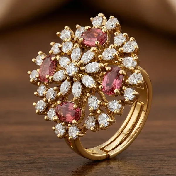 Gold_And_Pink_Alloy_Crystal_Floral_Cluster_Ring_For_Women