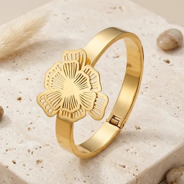 Gold_Alloy_Floral_Turtle_Adjustable_Bracelet_For_Women