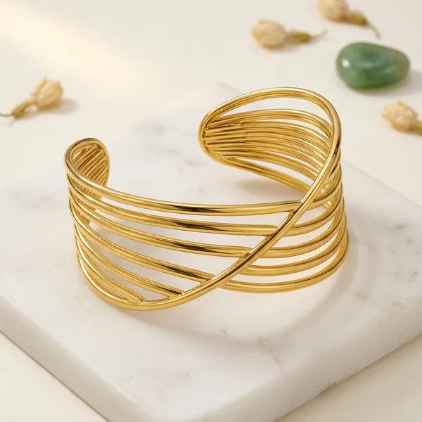 Gold_Alloy_Crisscross_Wire_Cuff_Bracelet_For_Women