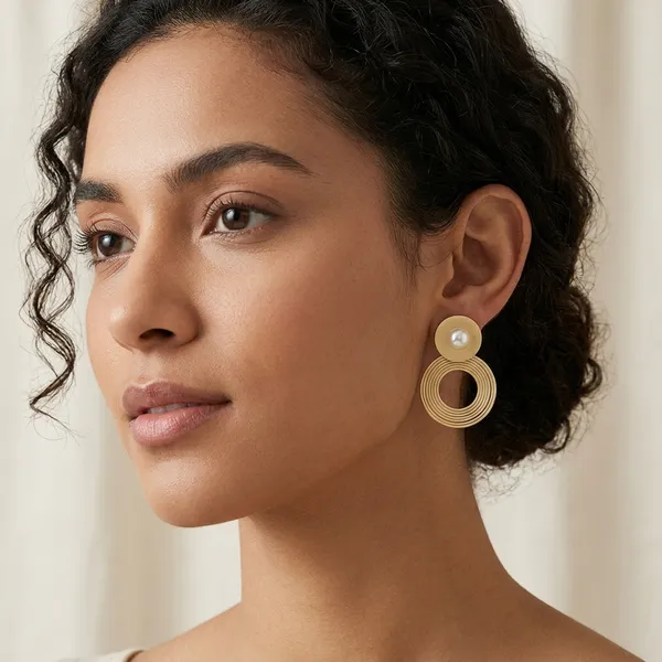 Gold_And_White_Alloy_Pearl_Double_Circle_Drop_Earrings_For_Women