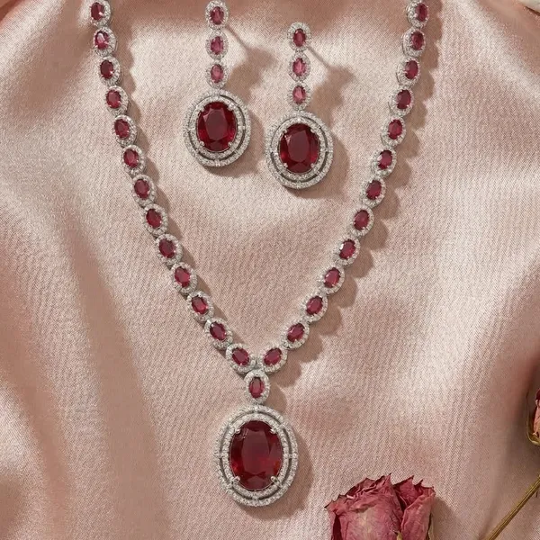 Red_And_Silver_Crystal_Stone_Oval_Necklace_Jewellery_Set_For_Women