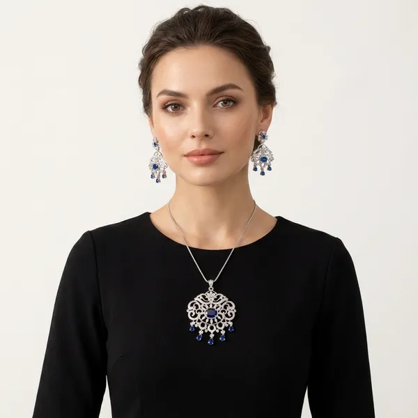 Royal_Blue_Crystal_Chandelier_Necklace_And_Earrings_Set_For_Women