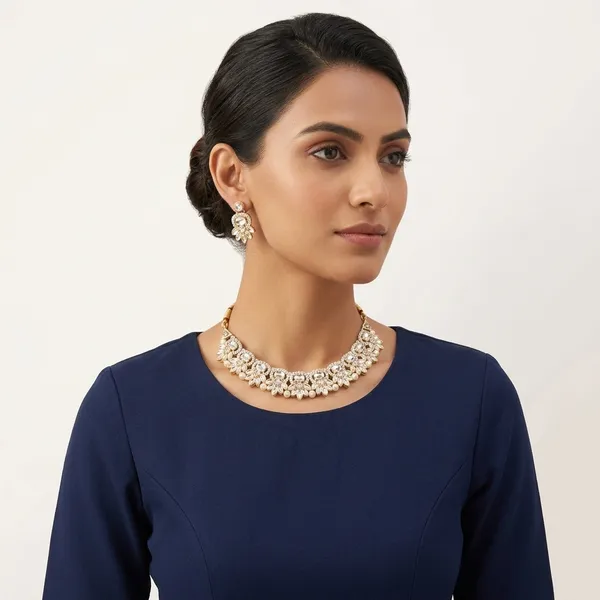 Gold_And_White_Alloy_Kundan_Floral_Necklace_Set_For_Women