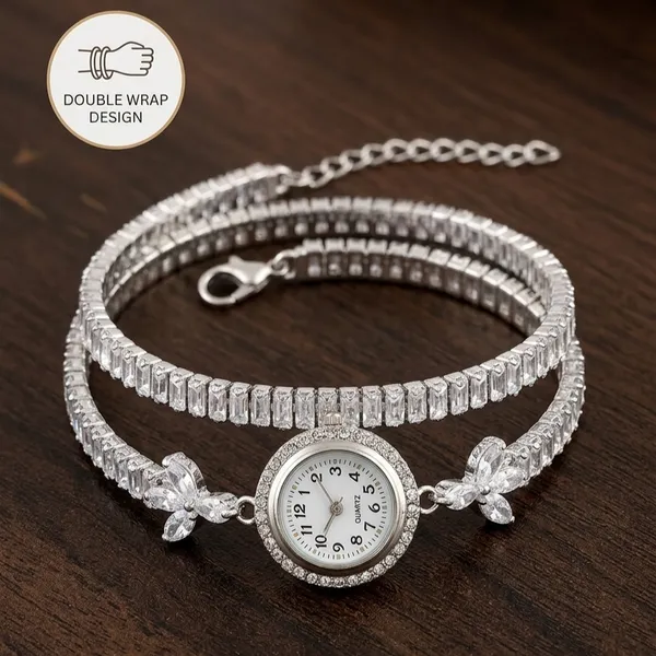 Silver_Stainless_Steel_Crystal_Double_Wrap_Bracelet_Watch_For_Women