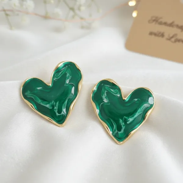 Green_And_Gold_Enamel_Heart_Stud_Earrings_For_Women_Pack_Of_2