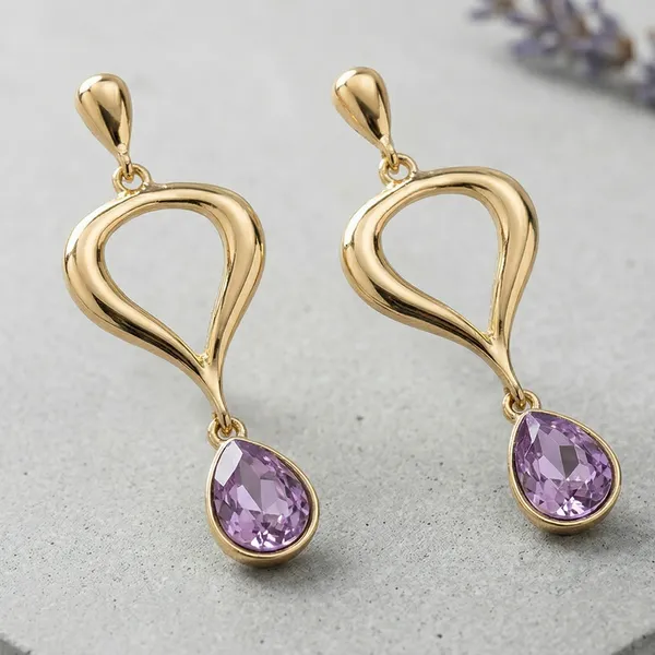 Gold_And_Purple_Amethyst_Teardrop_Drop_Earrings_For_Women