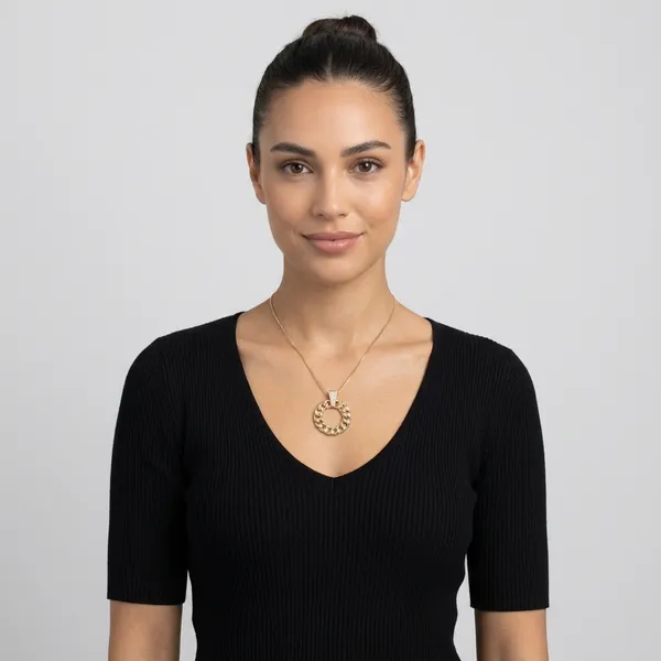 Gold_And_White_Alloy_Crystal_Chain_Link_Circle_Pendant_Necklace_For_Women