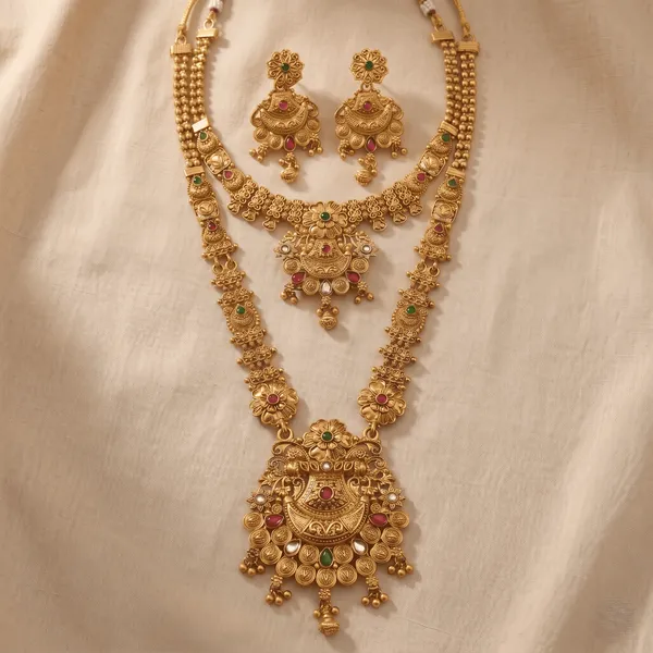 Golden_Temple_Jewellery_Set_With_Multicolor_Stones