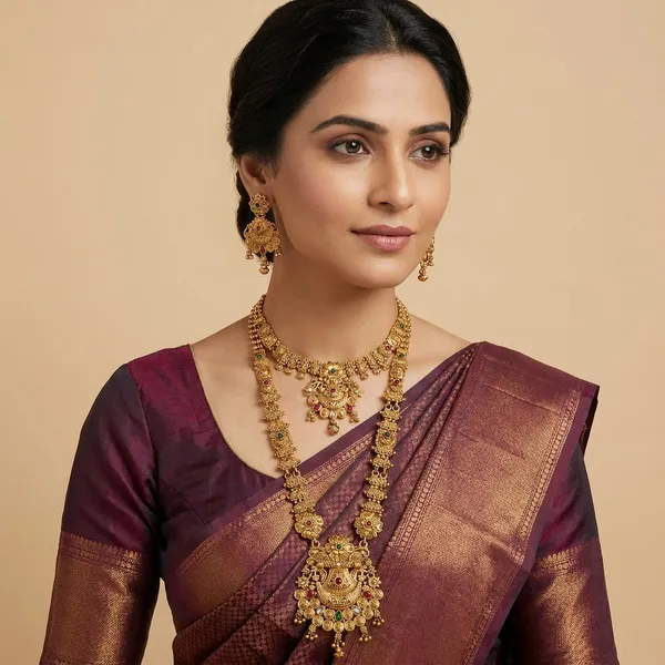 Golden_Temple_Jewellery_Set_With_Multicolor_Stones